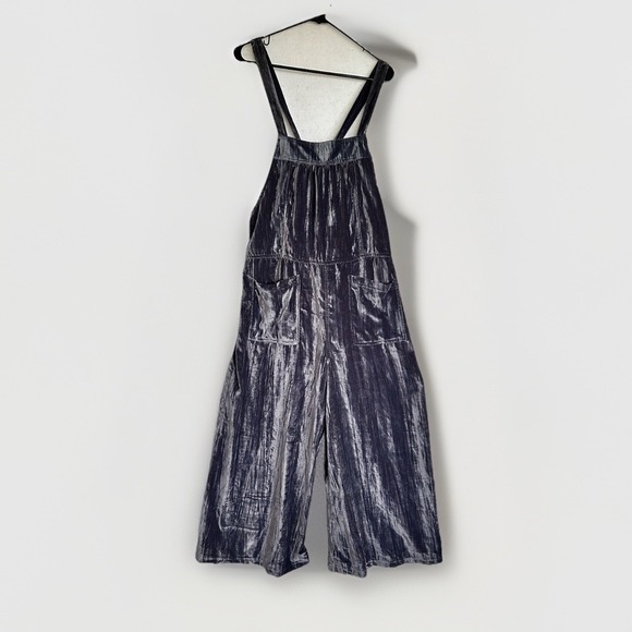 NATURAL LIFE Pants - Natural Life Velvet Dakota Jumpsuit Tie Back Overall Large Wide Leg Gray Sz M